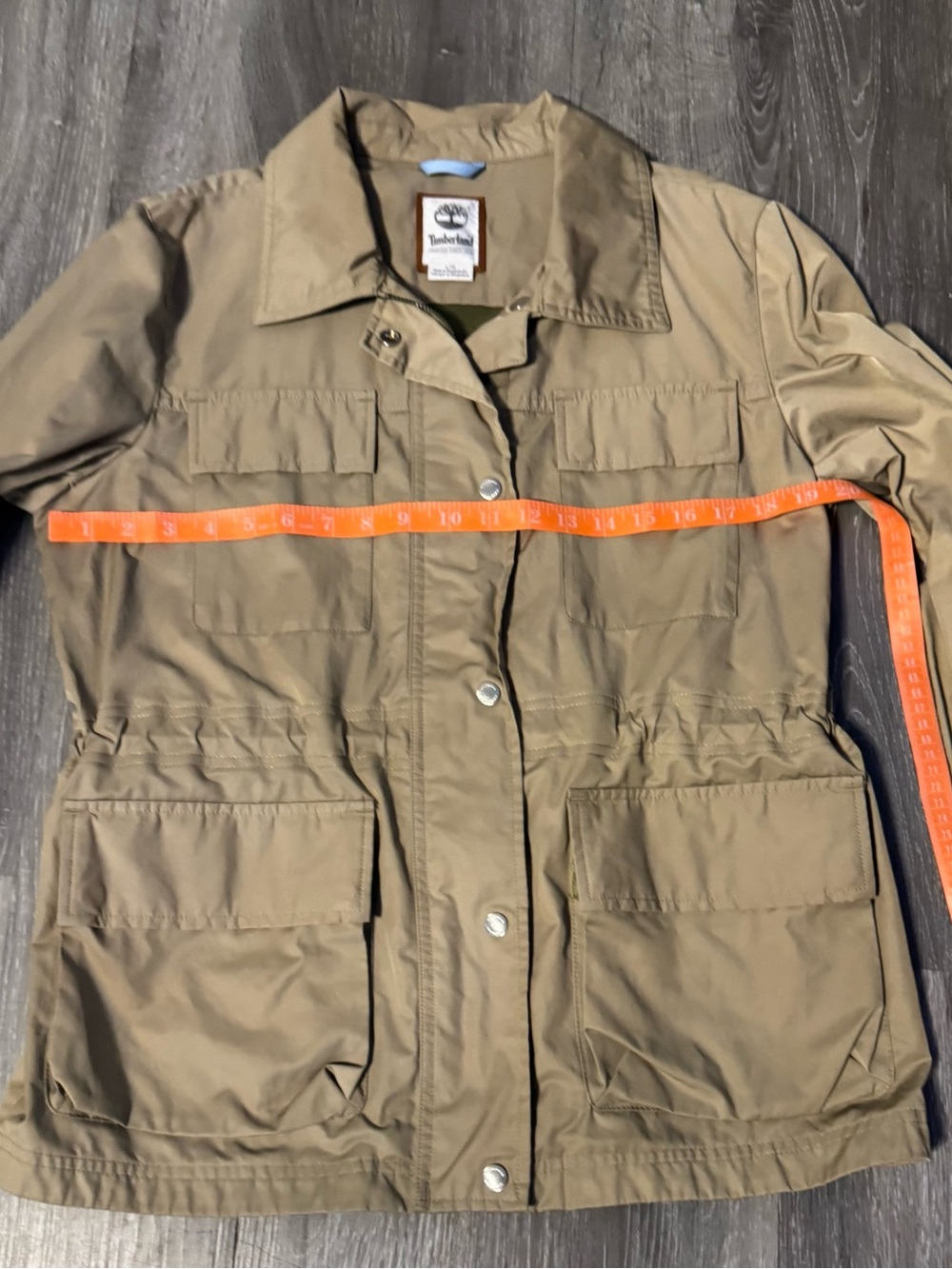 Timberland Women's Beige Utility Jacket with Multi-Pocket Front Size Large - Picture 8 of 11
